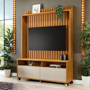 Estante Home Para Tvs 50 Estilos Naturalle E Off Ripado Carmolar