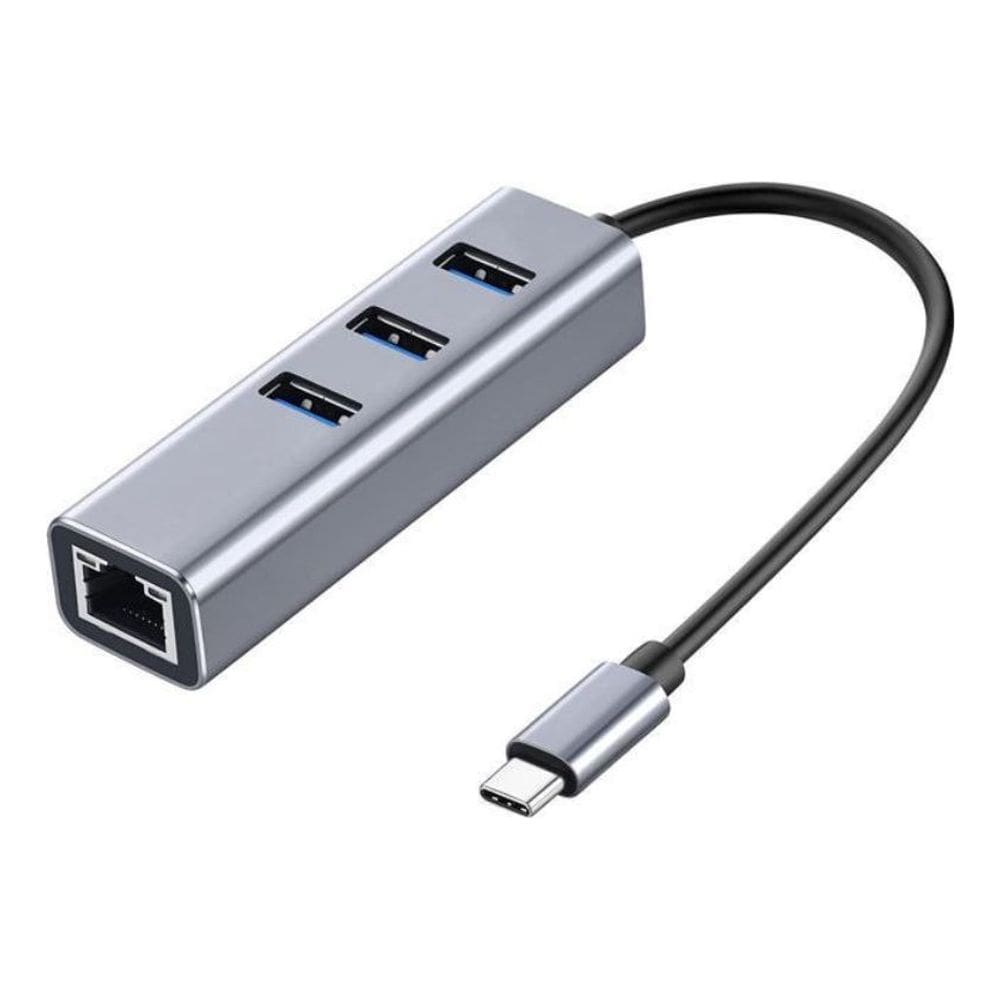 Hub Usb Tipo C 5gbps + Rede 10/100/1000 + 3 Portas Usb 3.0
