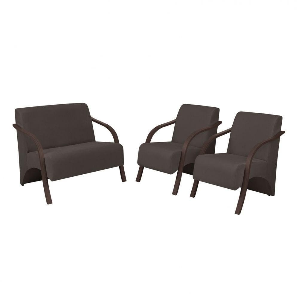 Conjunto Vênus 1 Namoradeira 2 Poltronas De 1 Lugar Escritório D Salla Suede