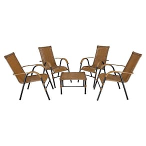 Conjunto De Mesa De Centro E 4 Cadeiras Bela Para área Externa Caramelo