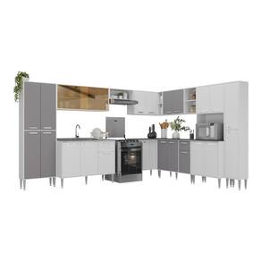 Cozinha Modulada Completa Com Armário E Balcão 10 Pçs Siena Multimóveis Mp2242 Branca-lacca Fumê