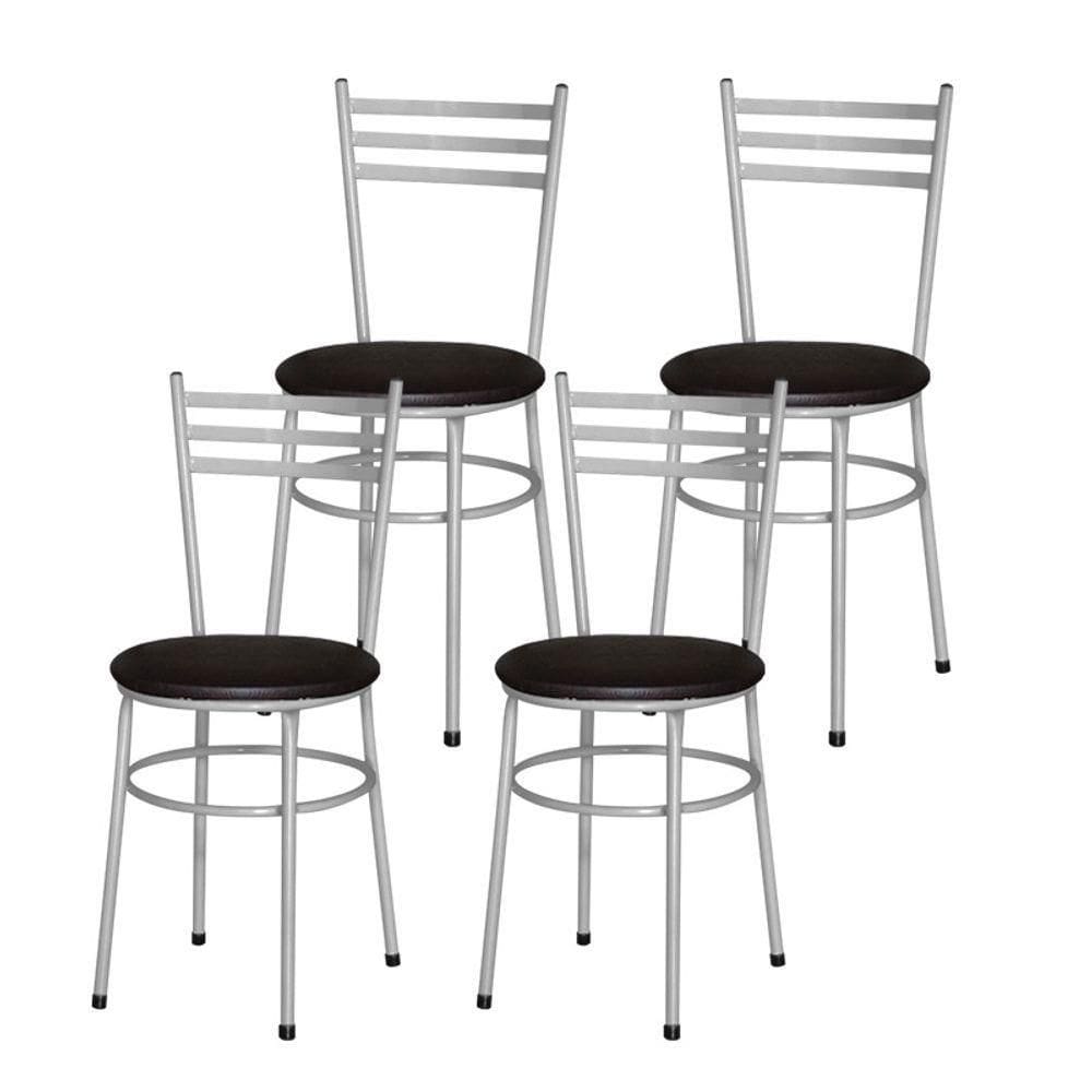 Conjunto 4 Cadeiras Epoxi Cinza Para Cozinha Cor:marrom