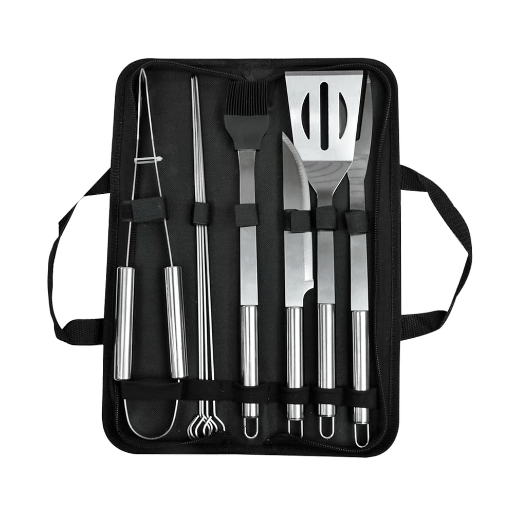 Kit Churrasco De Inox No Estojo Com 10 Peças