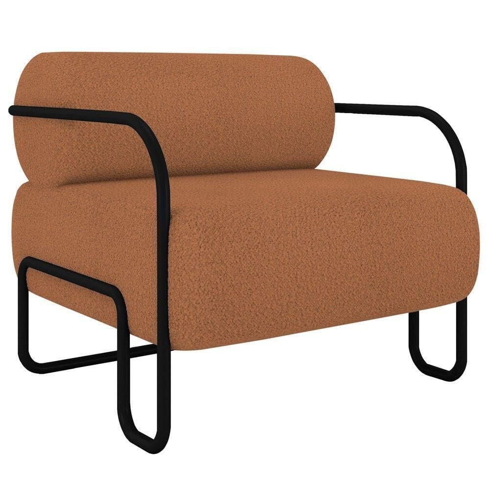 Poltrona Decorativa Para Sala Industrial Kira K04 Bouclê Terracota Mpozenato