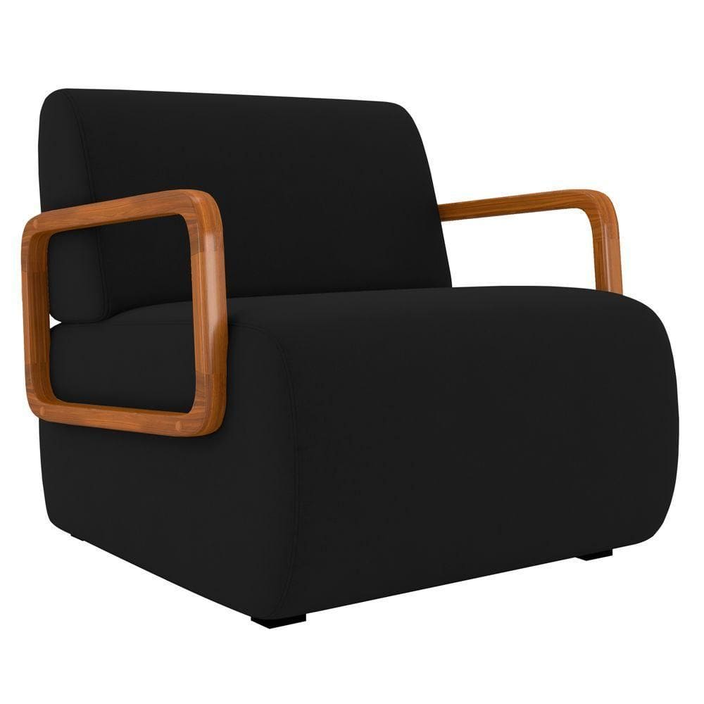 Poltrona Decorativa Orgânica Para Sala Belarus K04 Veludo Preto Mpozenato