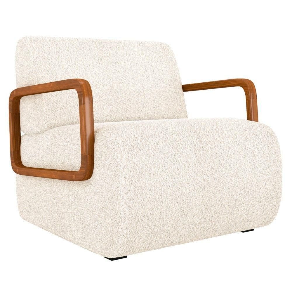 Poltrona Decorativa Orgânica Para Sala Belarus K04 Bouclê Bege Mpozenato