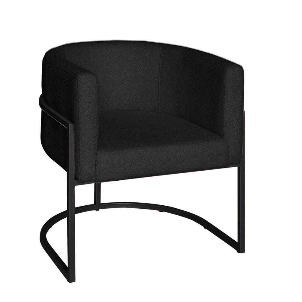 Poltrona Base Industrial Preto Sala De Estar Lety Veludo S05 - D`rossi Cor Preto