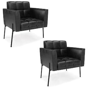 Poltrona Pé De Ferro Preto Para Sala Kit 2 Elisa Corano D03 - D`rossi Cor Preto