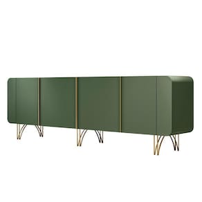 Aparador Buffet Pé Em Aço Dourado Anabelle 220 Cm Verde Pistache H01 - D`rossi
