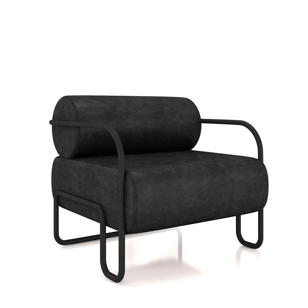 Poltrona Sala De Estar Industrial Preto Ameli Sintético Pu K01 - D`rossi Cor Preto