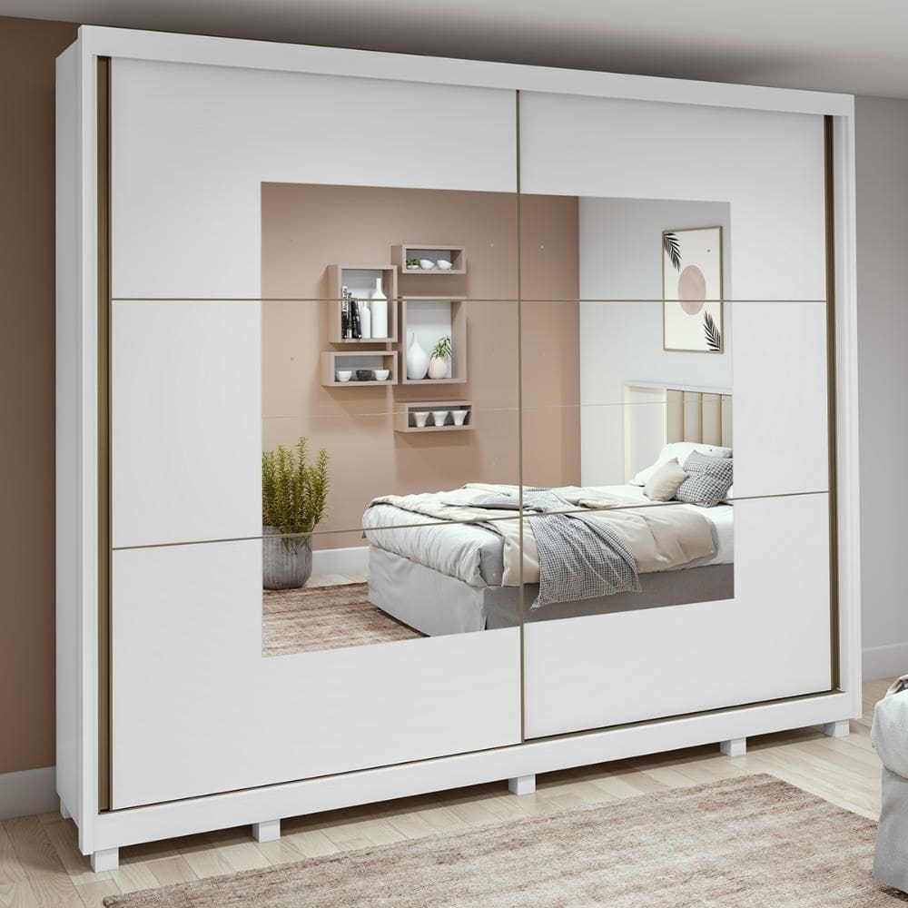 Guarda Roupa Easy Max 2 Portas Com Espelho Branco Lopas