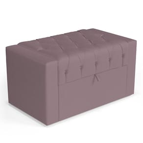 Calçadeira Báu Solteiro Atena 90cm Capitonê Veludo Rosê - Desk Design