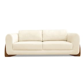 Sofá 3 Lugares Base De Madeira Clarissa 230 Cm Linho S04 - D`rossi Cor Perola