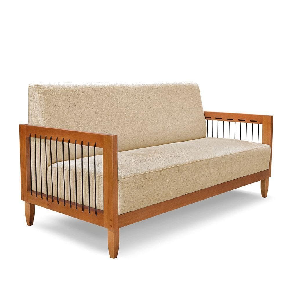 Sofá 2 Lugares Base De Madeira Mariana 160 Cm Linho Dourado S04 - D`rossi