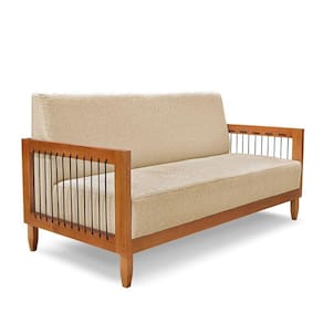 Sofá 2 Lugares Base De Madeira Mariana 160 Cm Linho Dourado S04 - D`rossi