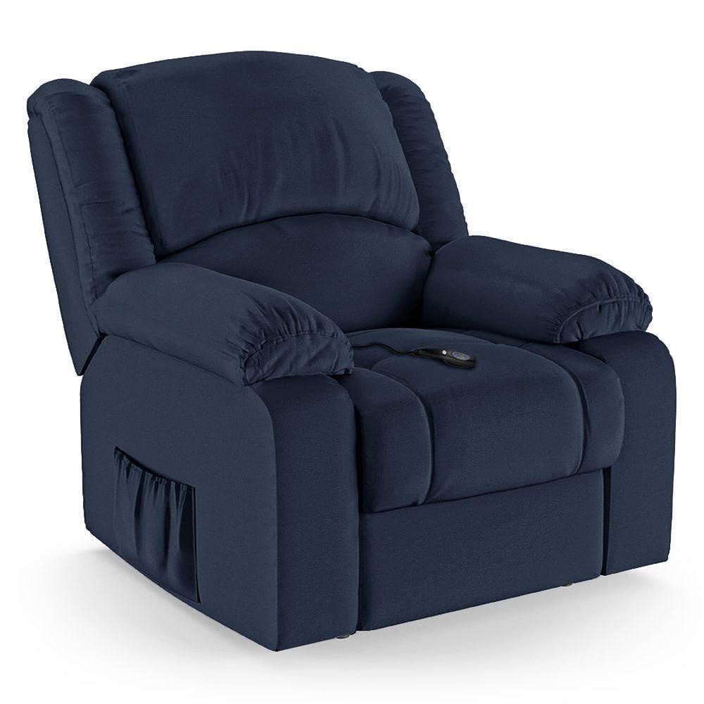 Poltrona Do Papai Reclinável Melim Controle Power Elétrico Pu Azul Fh1 - D`rossi