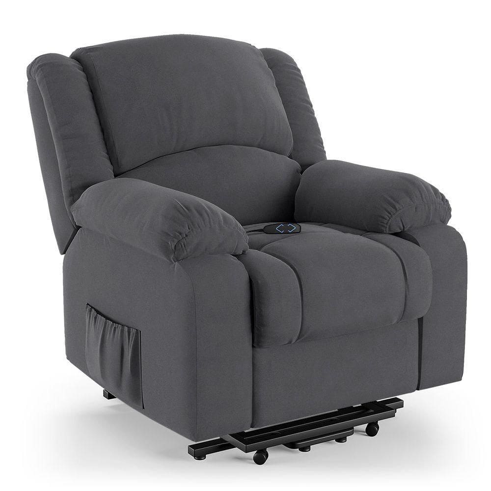 Poltrona Do Papai Reclinável Melim Elevação Lift Elétrico Veludo Fh1 - D`rossi Cor Cinza