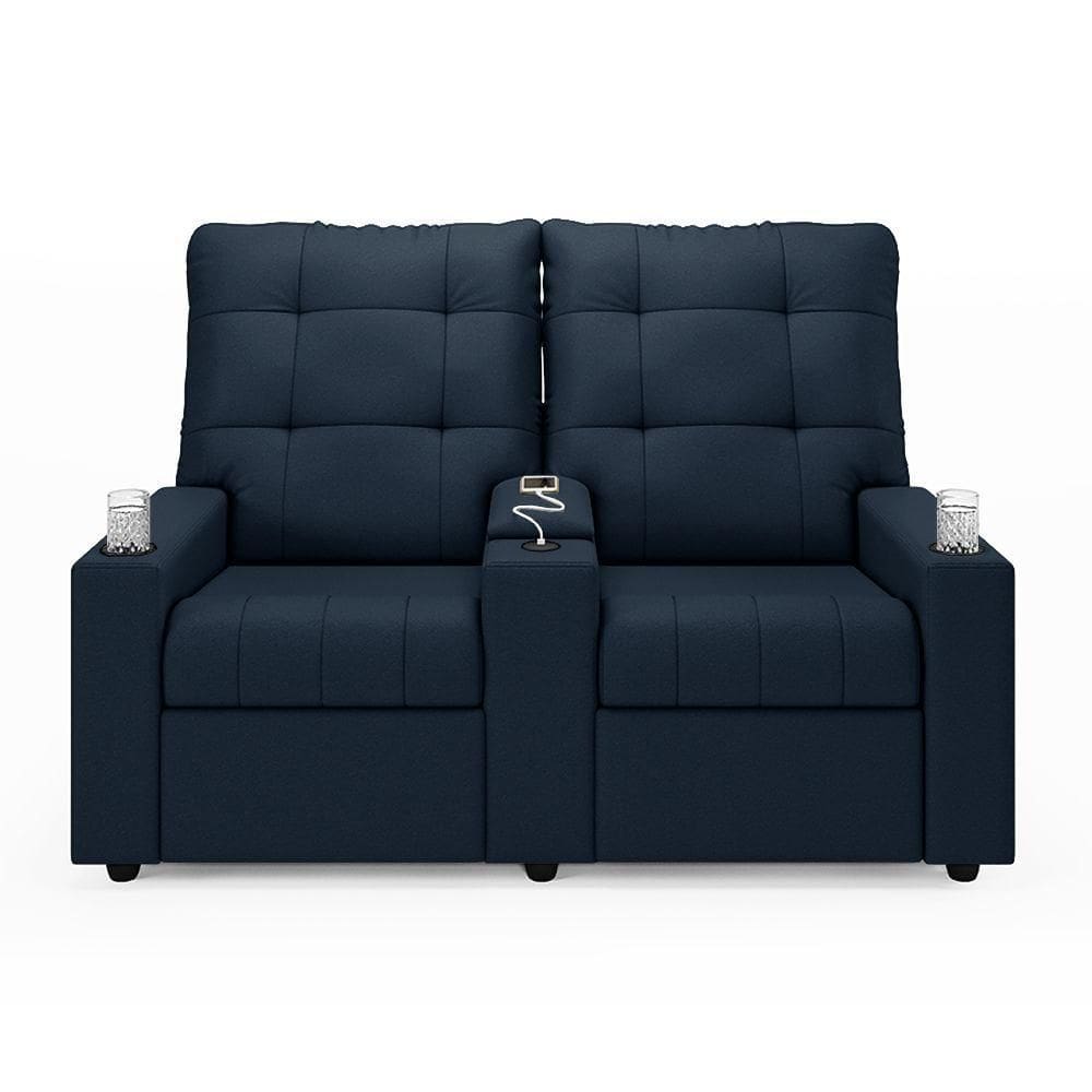 Poltrona Reclinável Para Cinema Parma 2 Lugares Baú Usb Veludo Azul Fh1 - D`rossi