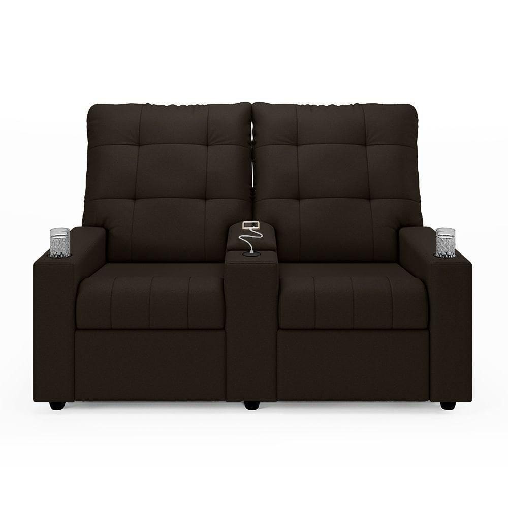 Poltrona Do Papai Reclinável Sala De Cinema 2 Lugares Manual Baú Usb Pu Marrom
