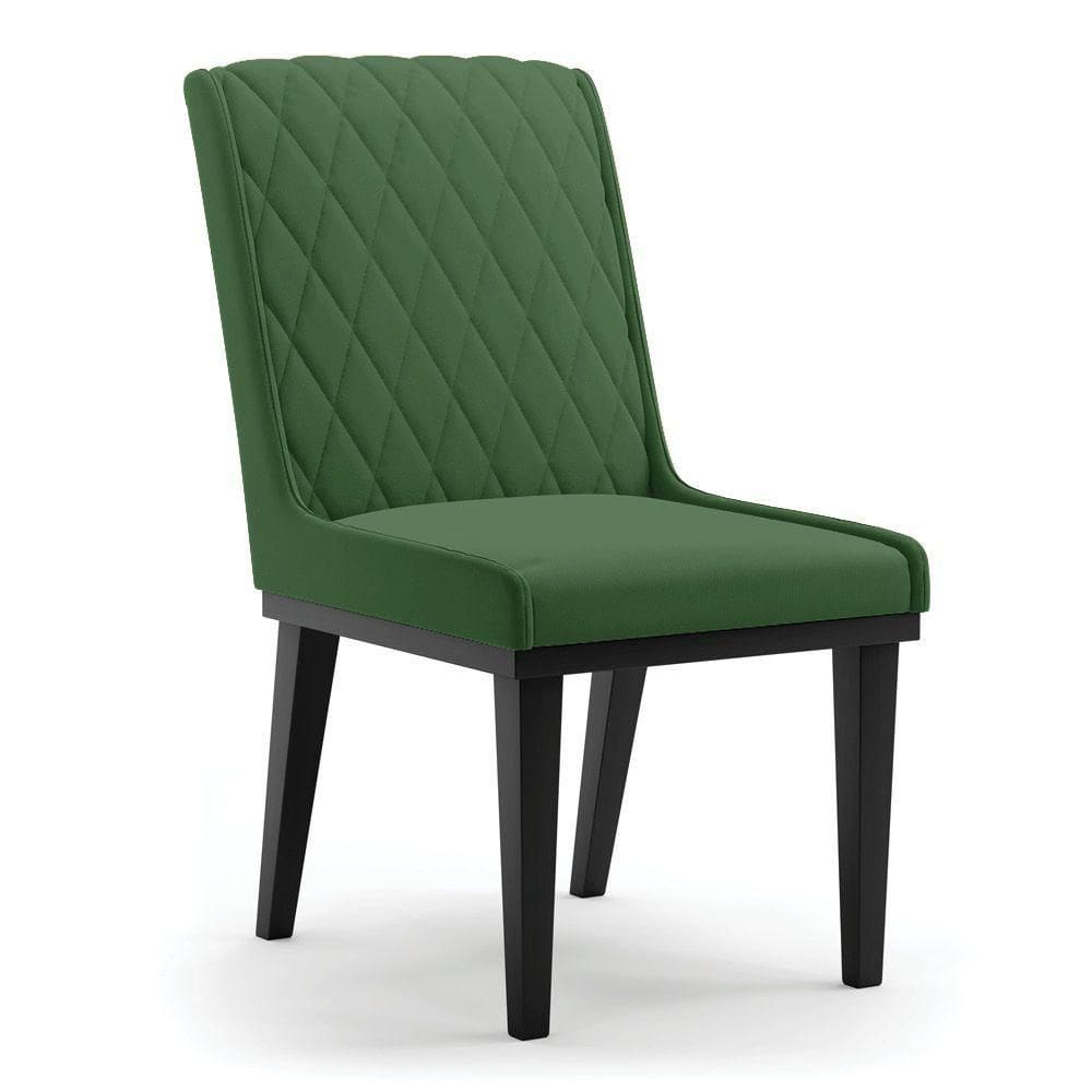 Cadeira Sala De Jantar Base Madeira Preto Sofia Suede Verde D03 - D`rossi
