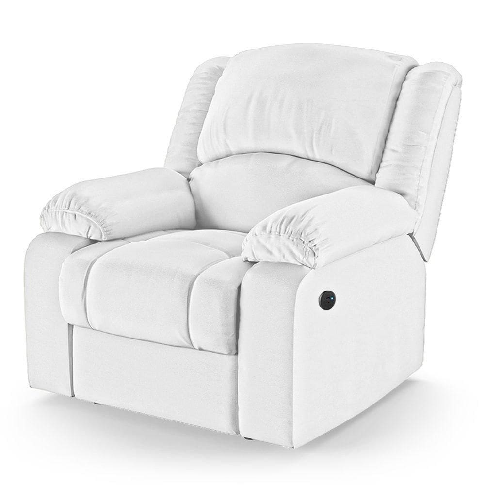 Poltrona Do Papai Reclinável Melim Power Elétrica Usb Pu Fh1 - D`rossi Cor Branco
