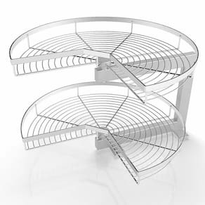Cesto Giratório Duplo Redondo 70cm Aço Cromado Porta Mantimentos Frutas Piva