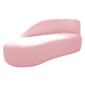 Divã Recamier Curvo Luna 185cm Lado Esquerdo Suede - Adj Decor Cor Rosa Bebê