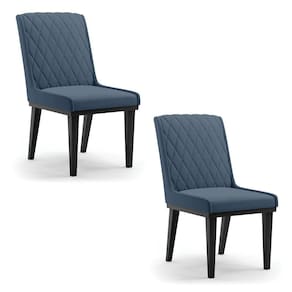 Cadeira Sala De Jantar Base Madeira Preto Kit 2 Sofia Suede Azul Marinho D03 - D`rossi