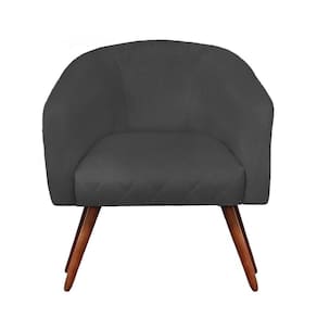 Poltrona Bianca Com Tressê Suede Pés Palito Castanho - D`rossi Cor Grafite