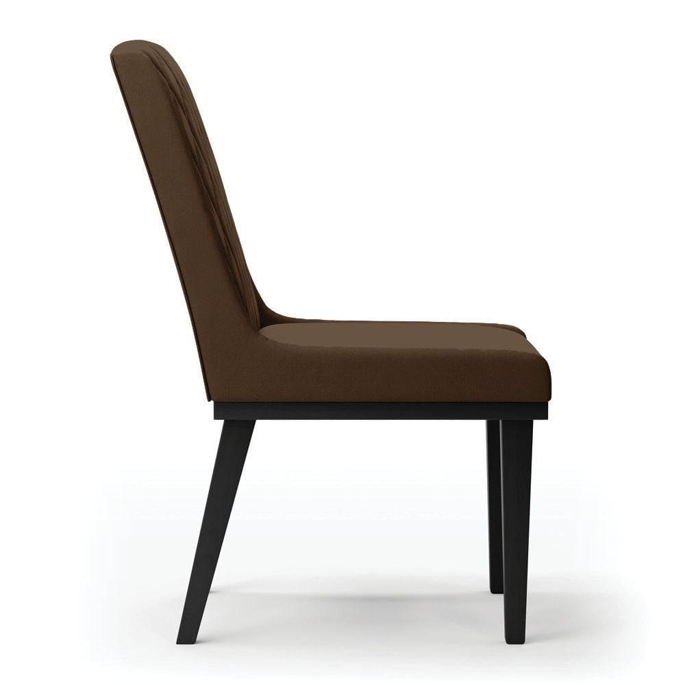Cadeira Sala De Jantar Base Madeira Preto Kit 10 Sofia Suede D03 - D`rossi Cor Marrom