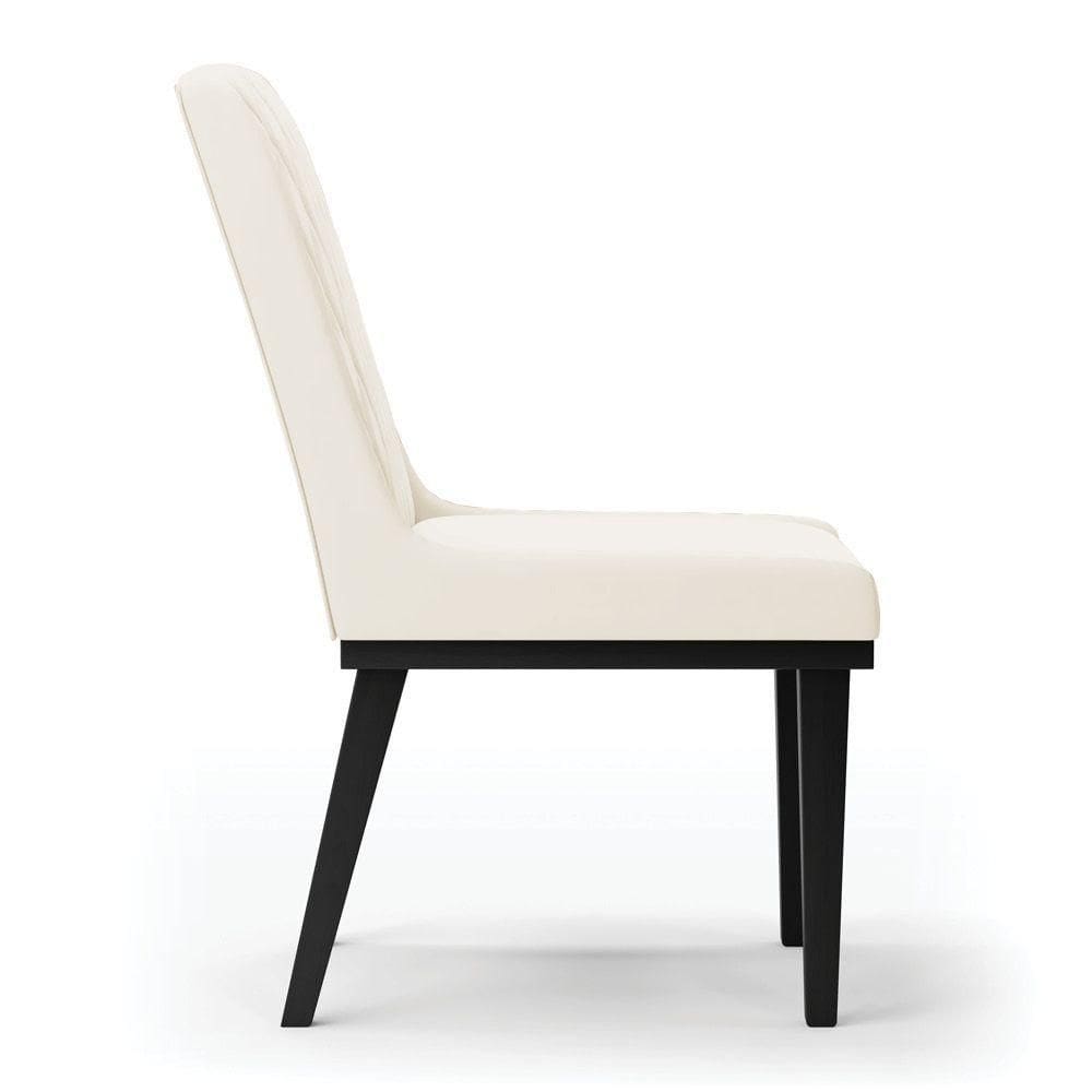 Cadeira Sala De Jantar Base Madeira Preto Kit 4 Sofia Veludo D03 - D`rossi Cor Bege