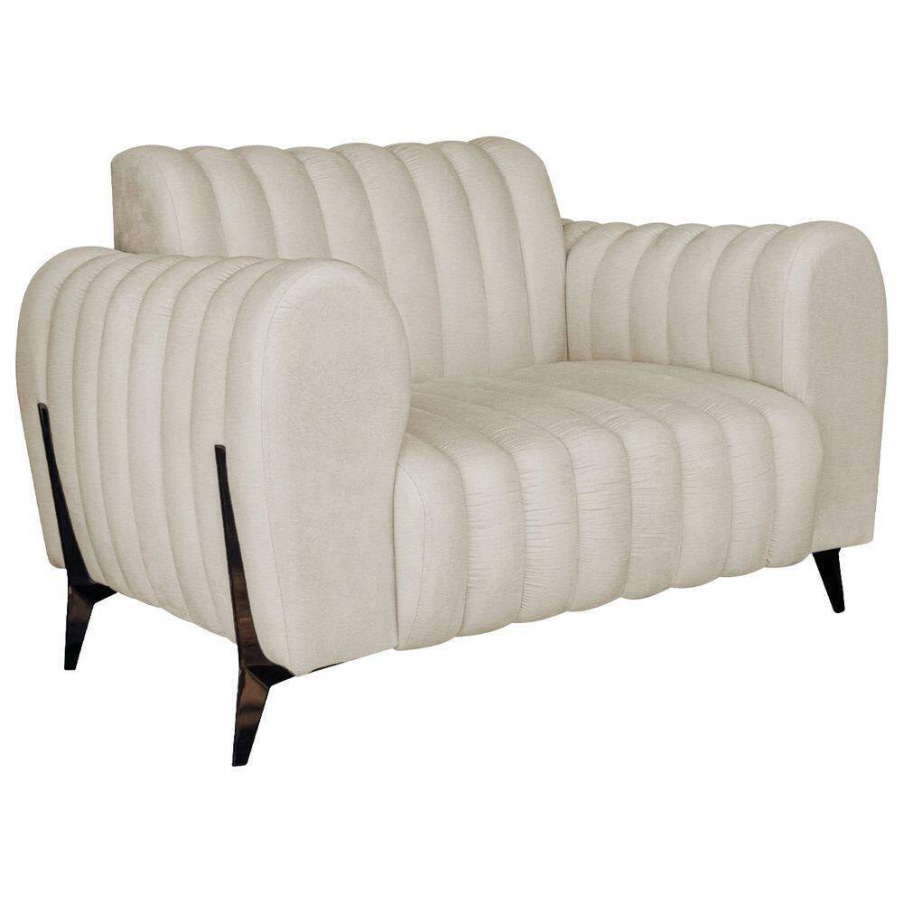 Poltrona Decorativa Zurique Sintético Cor Bege