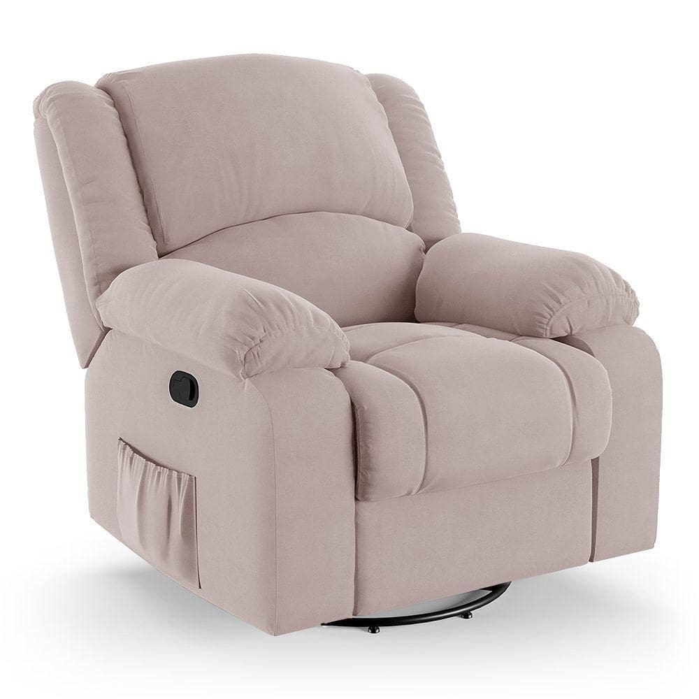 Poltrona Do Papai Reclinável Melim Glider Giratória Veludo Fh1 - D`rossi Cor Rose
