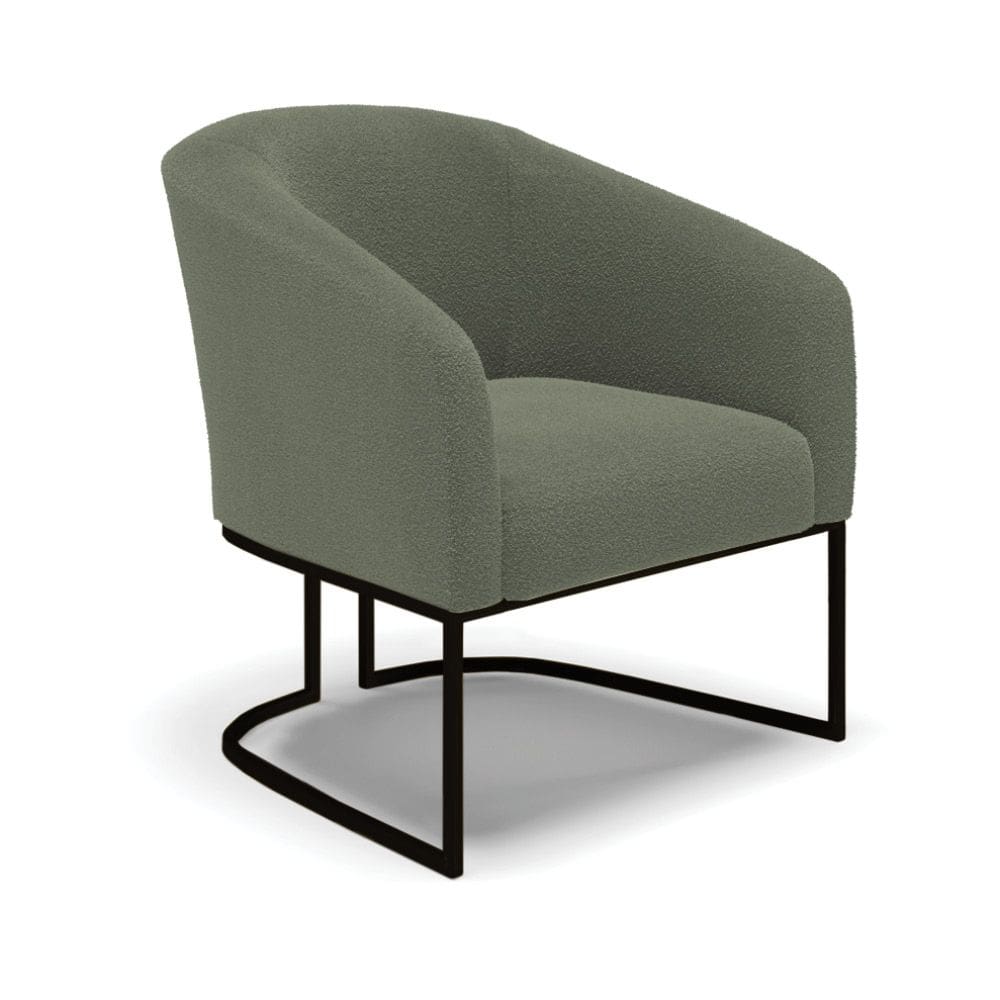 Poltrona Decorativa Base Industrial Preto Stella Bouclê Menta D03 - D`Rossi