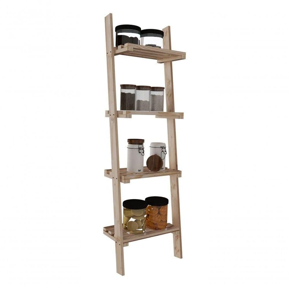 Conjunto Estante 4 Planos Minimalista Para Sala Simples Suporta Até 60Kg E Arara Com Cabideiro Refor