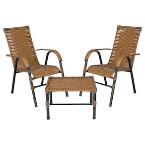 Conjunto De Mesa De Centro E 2 Cadeiras Bela Para área Externa Caramelo