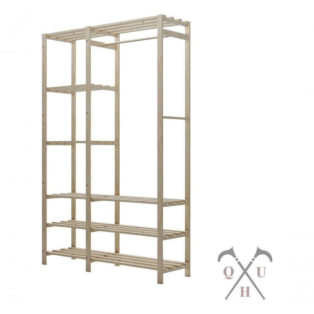 Conjunto Arara Dupla/E Estantes Madeira Pinus C/ Prateleiras E Prateleiras Organizadoras Multiuso Co