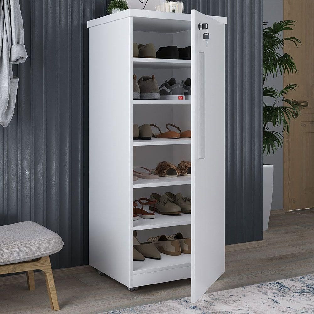 Sapateira 1 Porta Com Fechadura 5 Prateleiras 1421 Ilan Branca