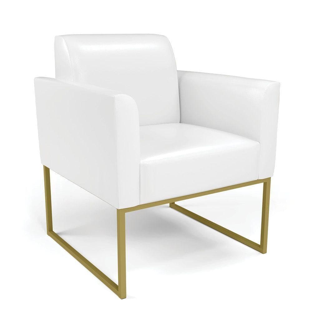 Poltrona Base Industrial Dourado Marisa Corano Branco D03 - D`rossi