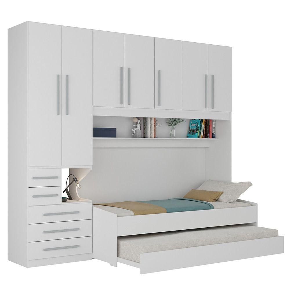 Dormitório De Solteiro Transversal Sem Cama 1326s Esquerdo Branco