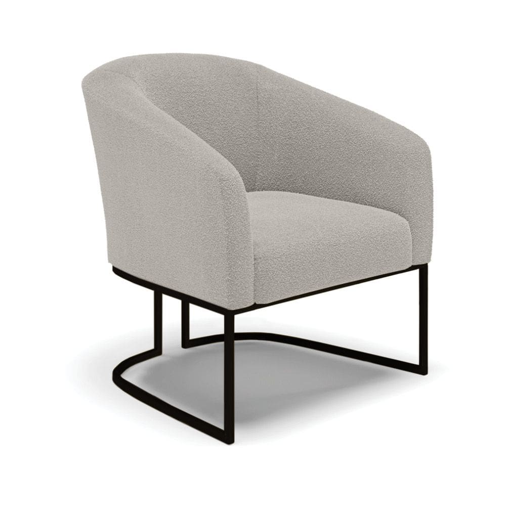 Poltrona Decorativa Base Industrial Preto Stella Bouclê Cinza D03 - D`Rossi