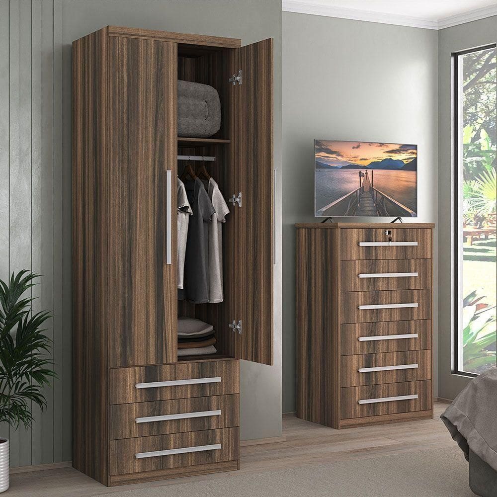 Guarda-roupa 2 Portas 3 Gavetas Modular 1303 Ilan San Remo