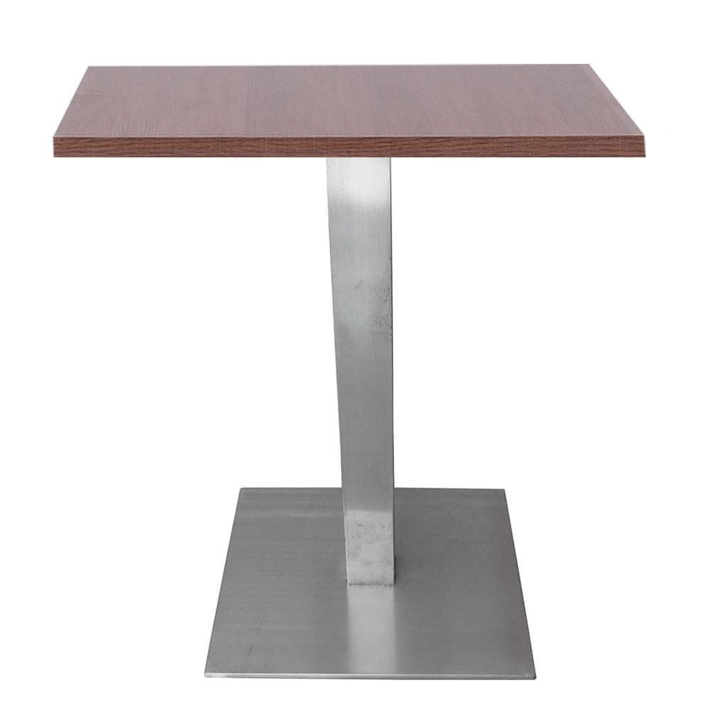 Mesa Alpha Inox 77,50 Cm (altura) Com Tampo Em Mdp Quadrado 80 Cm Imbuia
