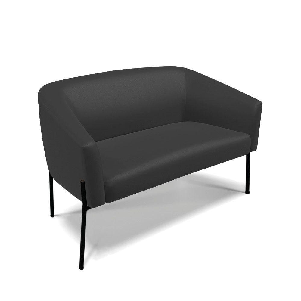 Sofá Namoradeira 2 Lugares Pé De Ferro Preto Stella Corino D03 - D`rossi Cor Preto