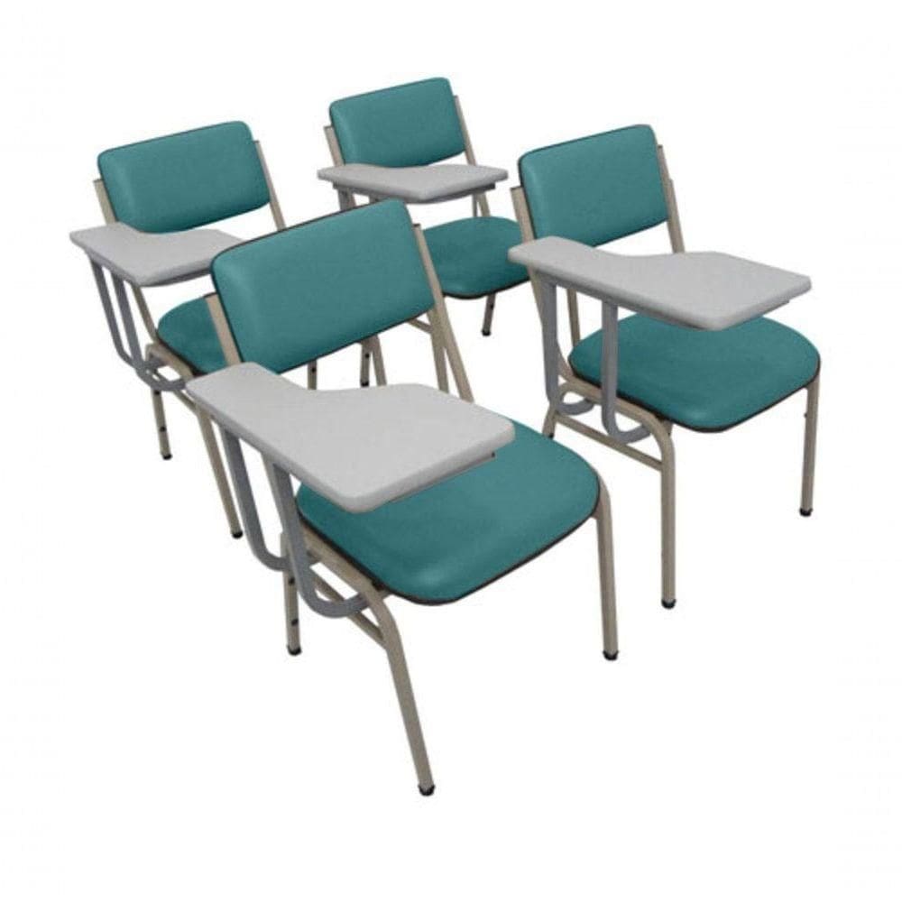 Kit Com 4 Cadeiras Para Auditórios Linha Hotel Smart Verde