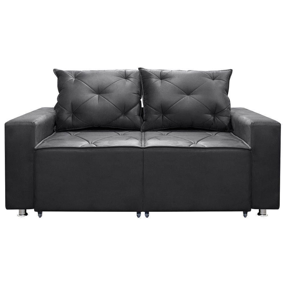 Sofá 2 Lugares Bariloche 1.60cm Suede Shop Das Cabeceiras Chumbo