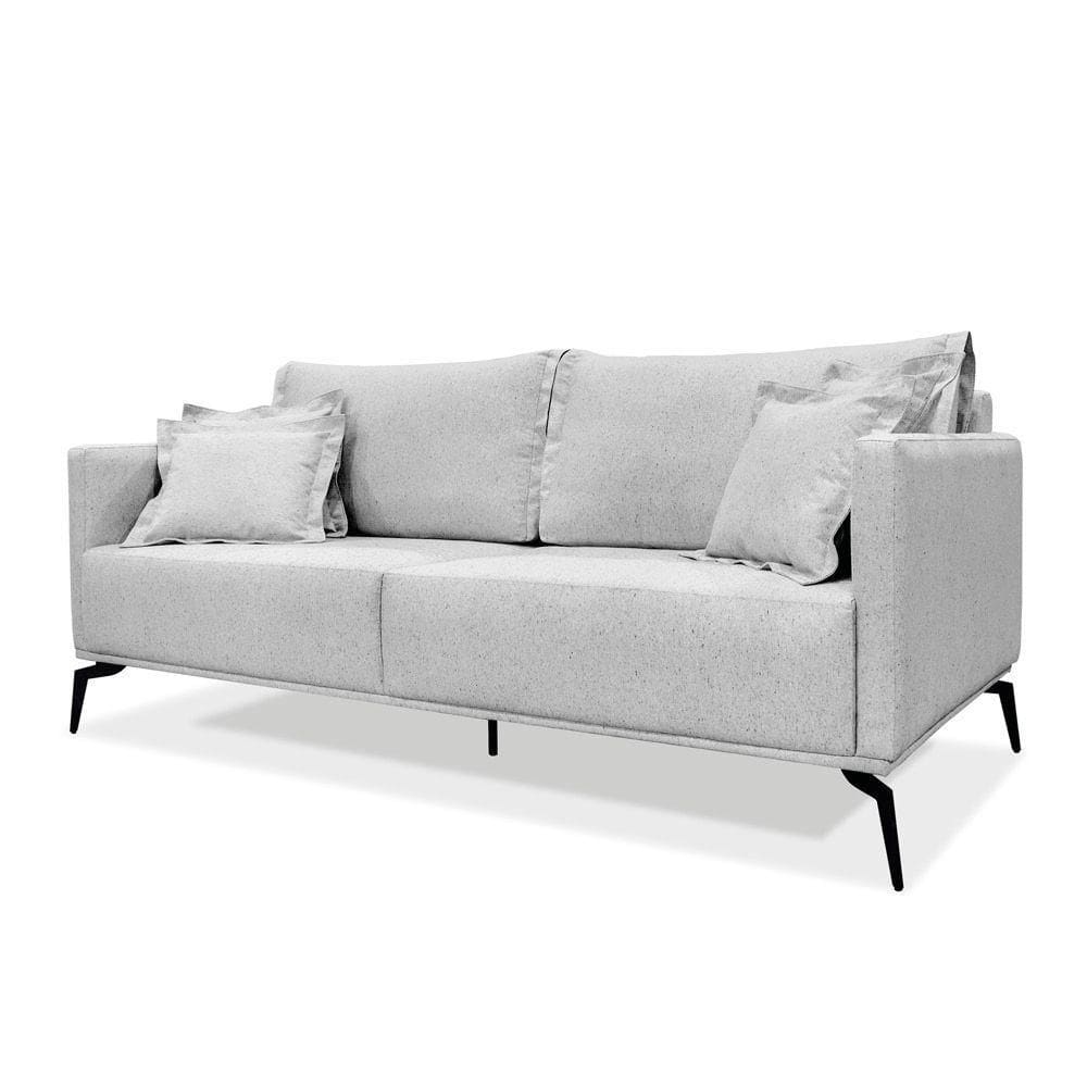 Sofá 2 Lugares Pé De Ferro Preto Rafaela 160 Cm Linho S04 - D`rossi Cor Grigio