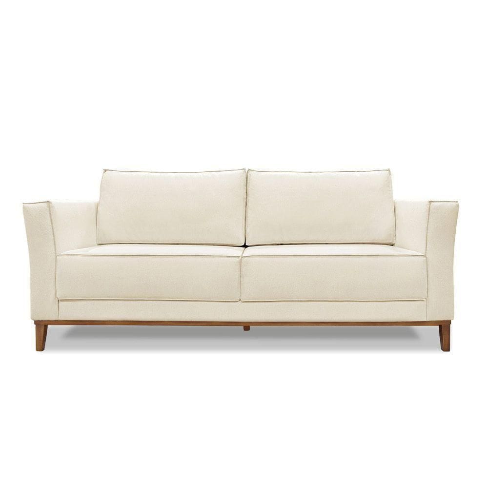 Sofá 3 Lugares Base De Madeira Grace 210 Cm Linho S04 - D`rossi Cor Natural