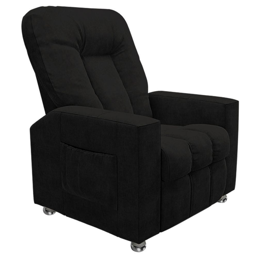 Poltrona Do Papai Reclinável Para Cinema Sora Veludo Fh1 - D`rossi Cor Preto