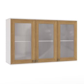 Armário Aéreo Celeste Kappesberg 100% Mdf 3 Portas Com Vidro Branco/nogueira 120cm